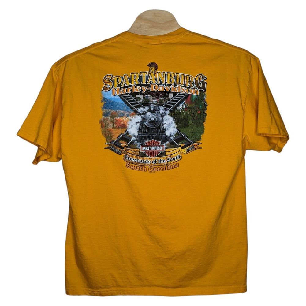 Harley Davidson‎ Mens T Shirt 3XL Yellow Spartanburg South Carolina Hanes Beefy